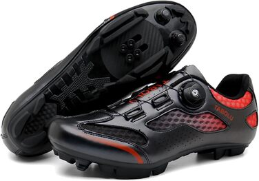 Велосипедні черевики MTB для чоловіків та жінок | Черевики для гірського велосипеда, сумісні з SPD, унісекс | 44 EU, чорний