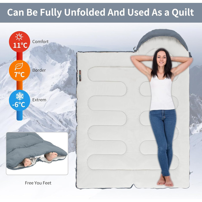 Спальний мішок Naturehike з капюшоном для кемпінгу, легкий та зручний, ідеальний для відпочинку на природі та подорожей, колір блакитний (7~11°C)