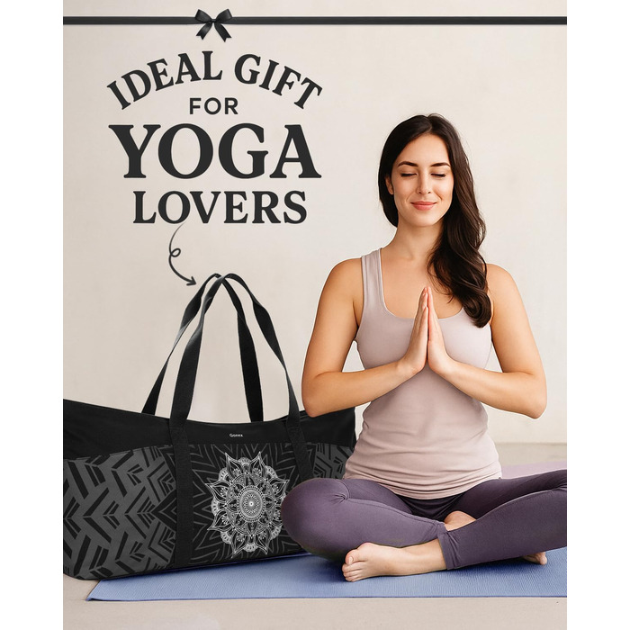 Сумка для йоги Gonex Canvas Extra Large: Водонепроникна спортивна сумка для килимка, блоків та подорожей, Чорна L