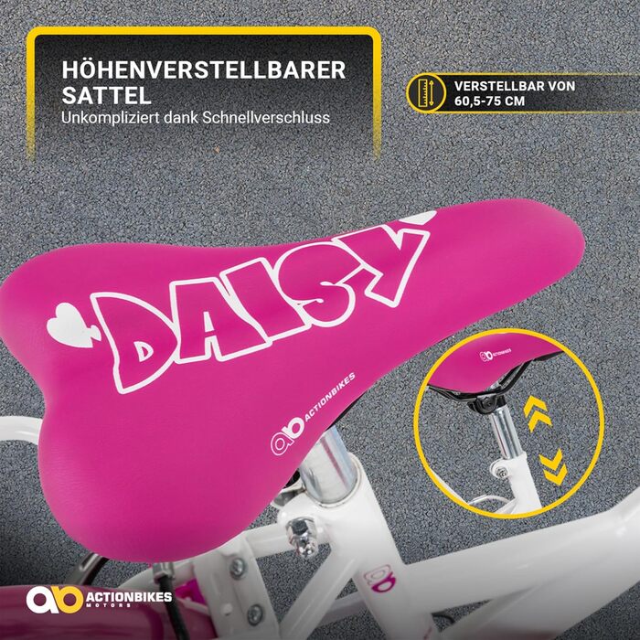 Дитяче велосипед Actionbikes Daisy | 12, 16, 20 дюймів - V-Brake гальма - захист від бруду спереду та ззаду - велосипед для дітей 2-9 років, для дівчаток та хлопчиків