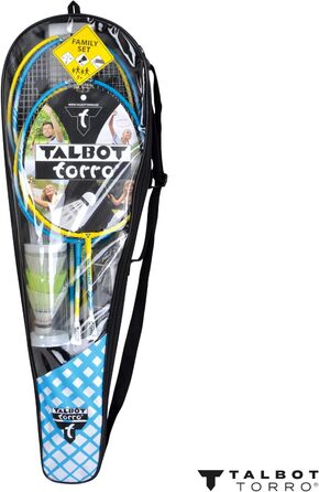 Набір для бадмінтону Talbot-Torro Family: 2 юніорські ракетки, 2 стандартні, 3 волани, регульована сітка, сумка