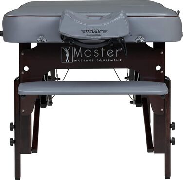 Складний масажний стіл Master Massage Montour 76 см з реїкі-панелями, косметологічна та терапевтична кушетка з дерева з напівваликом, портативна масажна ліжко