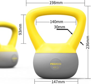 Гиря PROIRON Soft 2-10 кг, м'яка, для дому, для початківців, безпечна для підлоги