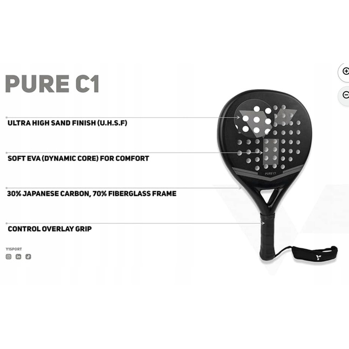 Ракетка для паделя Y1 PURE C1 – контроль, комфорт та легкість у грі