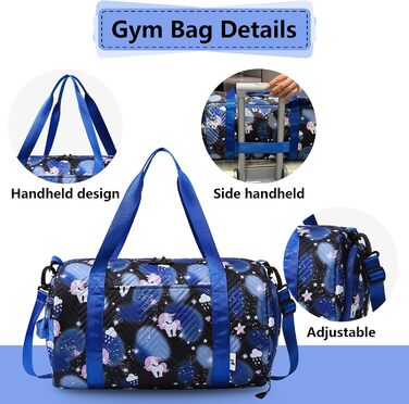 Спортивна сумка з єдинорогом, чорна – унісекс для тренувань та спорту