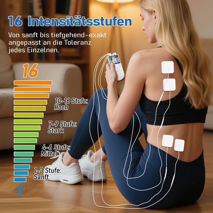 TENS пристрій для терапії болю, 5-в-1: TENS/EMS/IF/RUSS/DIY, для зняття болю, 80 програм масажу, 2 канали, 8 електродів, білий