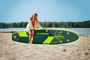 Надувна SUP-дошка THUNDER 320/365 см, зелена, антиковзка, PVC, з помпою, рюкзаком та регульованим веслом – ідеальна для заміни каяка або понтона