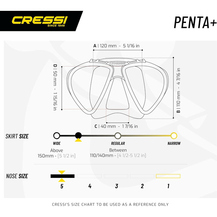 Маска і трубка для дайвінгу Cressi Penta & Alpha, універсальна, прозоро-синя, для підводного плавання та снорклінгу, унісекс