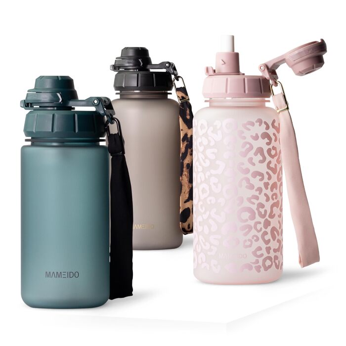 Вода пляшка MAMEIDO з соломкою та петлею для перенесення, 500 мл, Tritan, без BPA, для дітей (Ocean Bloom)