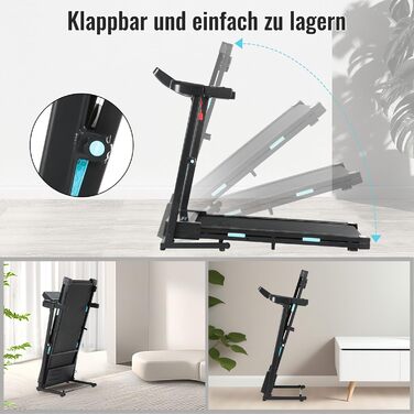 Біговий тренажер NOVONOVA для дому, складаний, Walking Pad, 12 км/год, з LED-дисплеєм, міні-біговий тренажер з ручками, тихий біговий тренажер з великою біговою поверхнею, підставка для пляшок, професійний біговий тренажер для офісу
