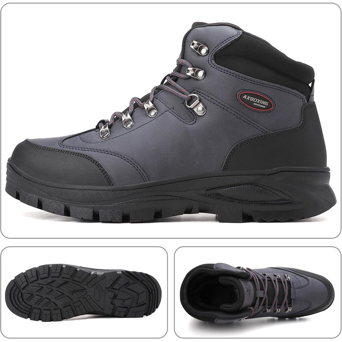 Чоловічі зимові черевики AX BOXING: утеплені, трекінгові, для хайкінгу, водонепроникні, антиковзаючі, 41-46 EU (Темно-синій, 45 EU)