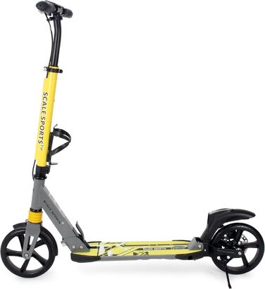 Самокат двоколісний складний Kickscooter для дітей 8-12 років, підлітків та дорослих, регульований кермо, колеса PU 200 мм, дискове та ножне гальмо, ремінь для перенесення (жовтий)