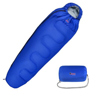 Спальний мішок ALPIDEX 4 сезони -17°C 225x80 см, ультралегкий, для кемпінгу, трекінгу, подорожей (Синій)