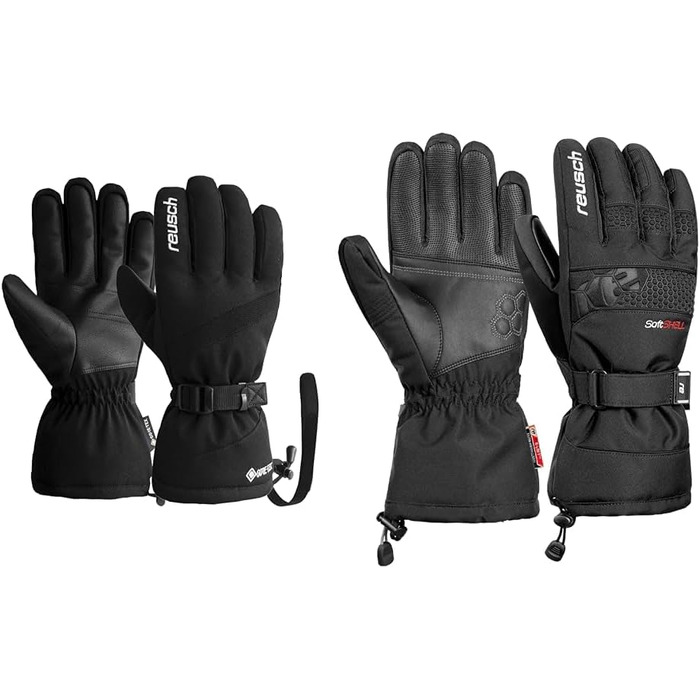 Чоловічі зимові лижні рукавички Reusch GORE-TEX, водонепроникні та дихаючі, чорні/білі, розмір L + комплект з чорними рукавичками без підкладки, розмір 8