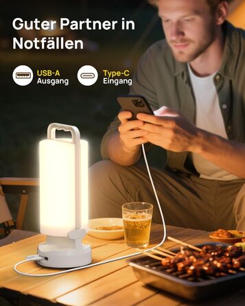 Сонячна кемпінгова лампа Eventek 8000mAh з LED, 3 режими, сенсорне керування, IPX5, для кемпінгу, подорожей та надзвичайних ситуацій