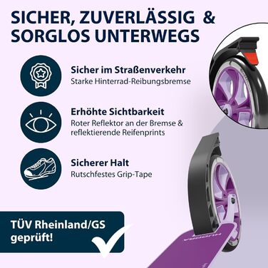 Самокат HUDORA BigWheel 205 Advanced алюмінієвий, до 100 кг, складаний, для дітей, підлітків і дорослих