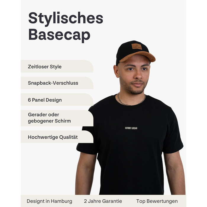 Кепка-снэпбек Johnny Urban Dean унісекс, регульований розмір, чорно-коричнева