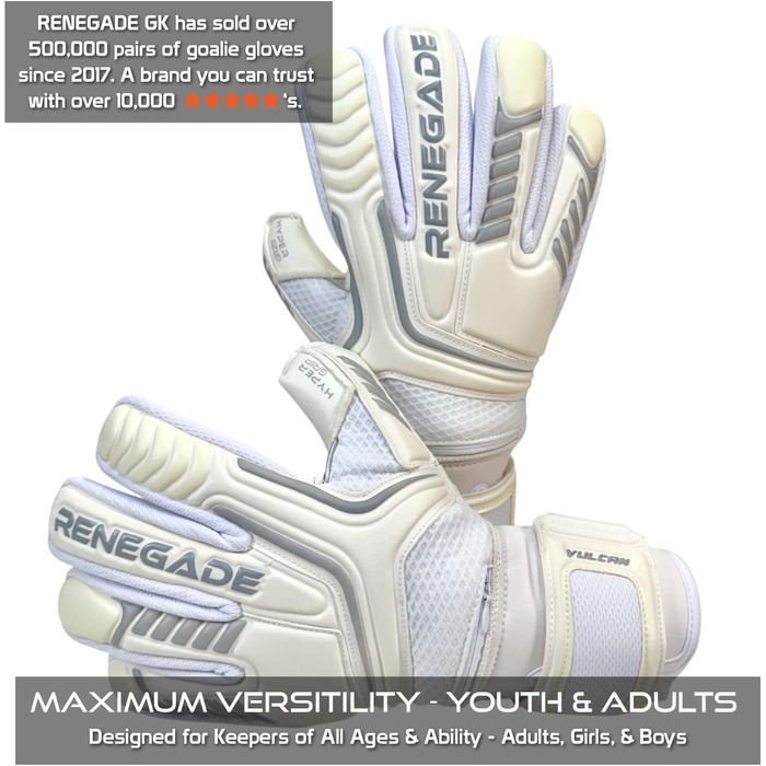Воротарські рукавички Renegade GK Vulcan Microbe-Guard Pro-Tek (розміри 6-11, 4 стилі, 3 рівень) | Hyper Grip 3.5+3мм | Для дорослих, молоді, дітей