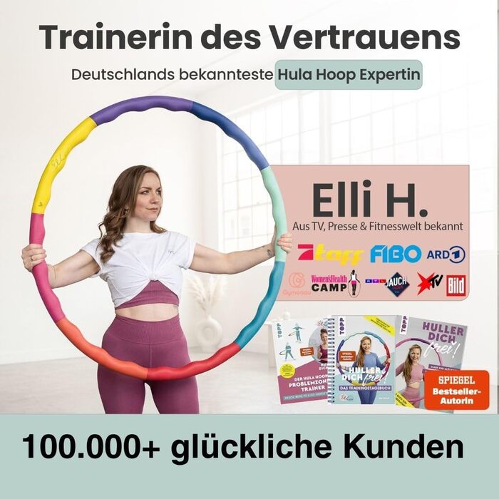 Hula Hoop обруч для схуднення, фітнес для дорослих та дітей, 104 см, 1.3 кг, пастельний