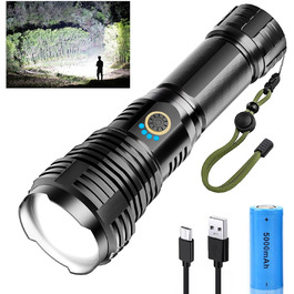 Ліхтарик LED Glarylight 600000 Люмен, XHP70.2, USB, IPX7, Zoom, для активного відпочинку та надзвичайних ситуацій