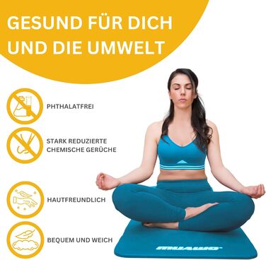 Мат для тренувань Muawo Premium: фітнес, йога, гімнастика | антиковзаюча, товста, довга | 190 x 100 x 1,5 см