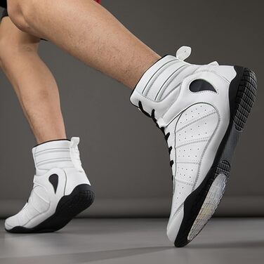 Жіночі боксерські черевики, хай-топ, тренувальні, для боротьби, шкіряні, білі. Ідеальні для фітнесу та занять боротьбою. Розмір 38 EU