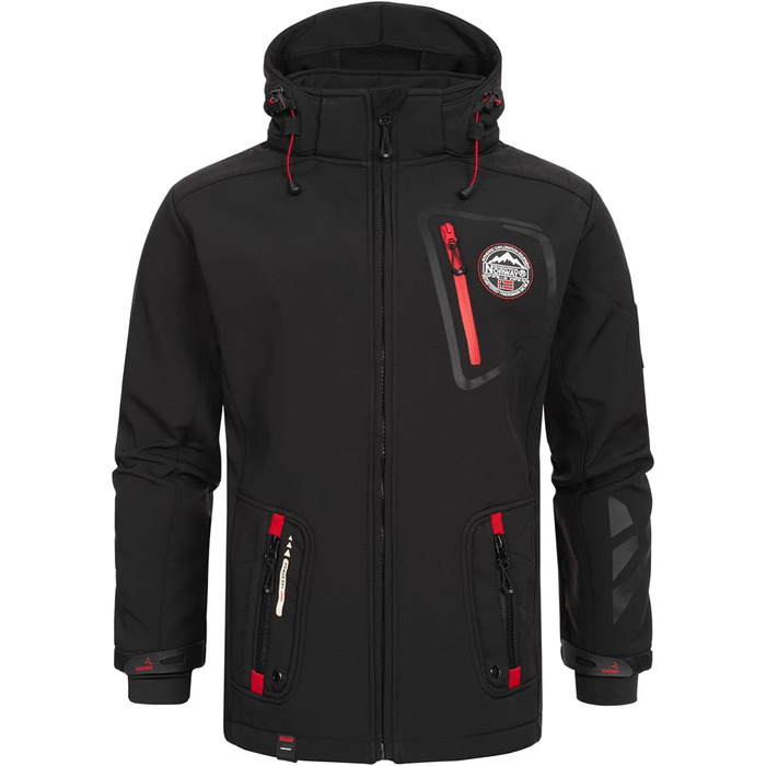 Чоловіча тактична куртка Geographical Norway Tacebook водонепроникна та дихаюча з капюшоном, демісезонна вітрівка для походів та outdoor (L, чорна)