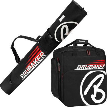Набір BRUBAKER Champion: мішок для лиж та чохол для лижних черевиків (190 см, чорно-червоний)