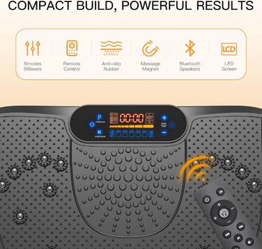 Платформа для вібраційного тренування Dripex, 3D, 99 рівнів, 5 програм, Bluetooth, стрічки, чорна