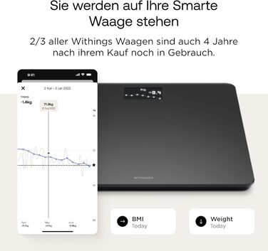 Розумні ваги Withings Body з Wi-Fi, BMI, синхронізація з додатком, чорні