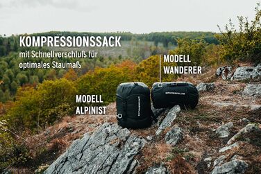 Спальник WANDERFALKE® Premium Alpinist для 3-4 сезонів (+5°C до -10°C), мамі-формат, 480GSM + літній спальник 200GSM для кемпінгу, туризму та подорожей