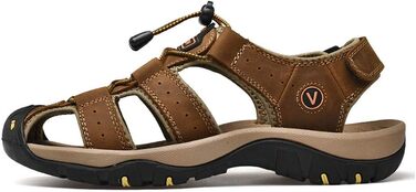 Чоловічі сандалі з натуральної шкіри для пляжу, піших прогулянок та туризму. Легкі, дихаючі сандалі для активного відпочинку та риболовлі. Розмір 43 EU, колір коричневий.