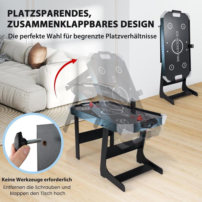 COSTWAY Стіл для аерохокею, електричний, зі світлодіодною панеллю, 12V мотор, для дітей та дорослих, 144 x 68 x 79 см