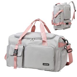 Спортивна сумка-рюкзак 2 в 1 на 42л з відділенням для взуття та мокрих речей, універсальна дорожня сумка для тренувань, плавання та подорожей (Сіра)