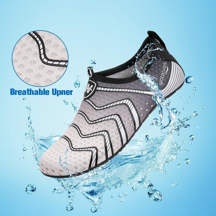 Чоботи для плавання WateLves: чоловічі та жіночі, дихаючі, швидковисихаючі, унісекс, 40/41 EU, сірий колір