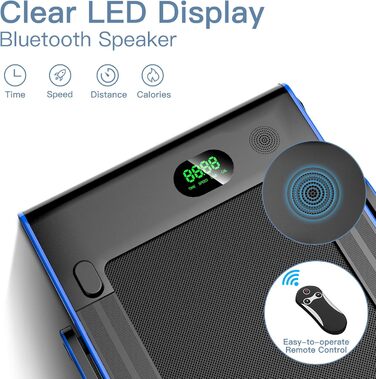 Електрична бігова доріжка DREAMADE, складна, з Bluetooth, LED-дисплеєм, режимами ходьби та бігу, пультом і тримачем для смартфона, до 12 км/год, для дому