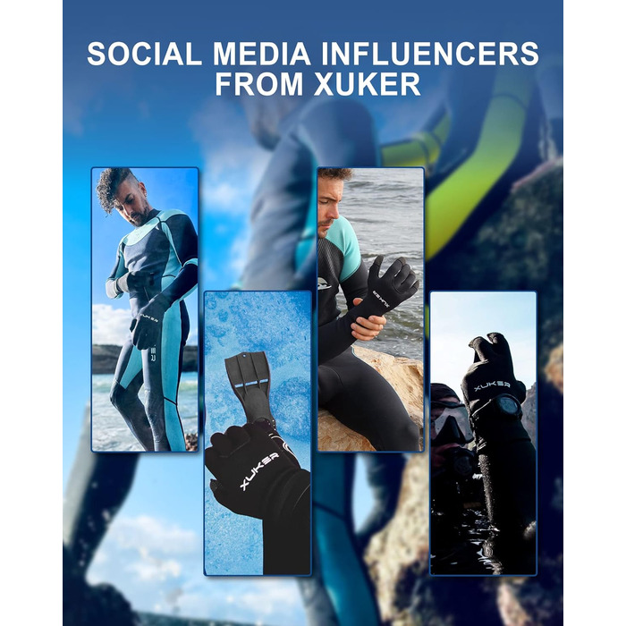 Водні рукавички XUKER 3 мм та 5 мм неопрен, п'ятипалі, теплі, для дайвінгу, снорклінгу, веслування, серфінгу, каякінгу, каное, підводного полювання, катання на лижах (3 мм, чорний)