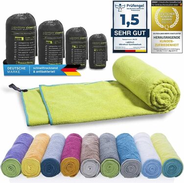 LightDry® Original: Спортивне рушник з мікрофібри для подорожей та спорту - швидковисихаюче, антибактеріальне (60x30 см, лайм)