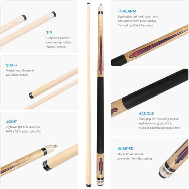 Більярдний кий Pearson Cues League Series 2-частинний (58 дюймів, 19 oz, коричневий)