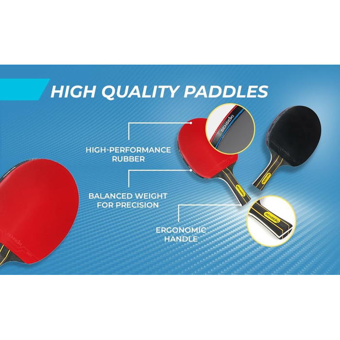 Набір для пінг-понгу: 2 ракетки преміум-класу, 3 тенісні м'ячі, мережа та кейс | Набір для настільного тенісу