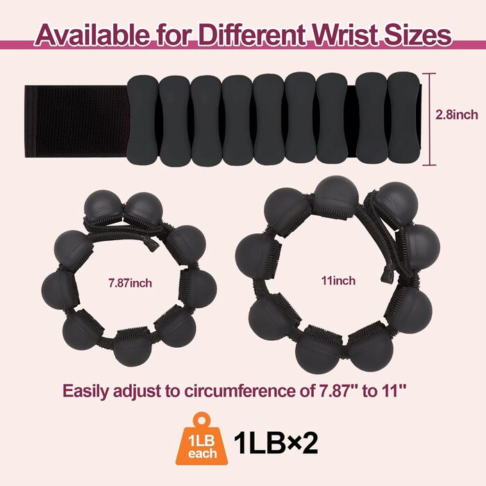Набір обтяжувачів для ніг та рук WELSPO, 0.9 кг (по 0.45 кг), силіконові обтяжувачі для тренувань, йоги, пілатесу, чорного кольору