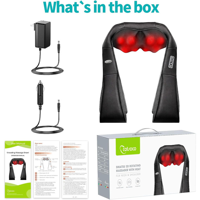 Електричний масажер для шиї з підігрівом - Shiatsu масажер для зняття болю в шиї та плечах. Ідеальний подарунок для водіїв та працівників офісу. Сірий колір