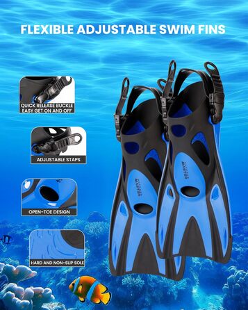 Комплект для снорклінгу OutdoorMaster Mobula для дорослих: маска, ласти, трубка з панорамним оглядом, антифог, Dry Top, для плавання та дайвінгу, сірий/чорний, S/M