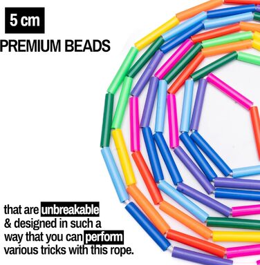 Стрибкове канат Double Dutch BEAD, 4.9 м, чорний-райдужний