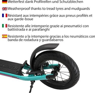 Самокат дитячий STAR SCOOTER City Kick Scooter 16 дюймів, з повітряними колесами, регульована висота, м'ятний колір