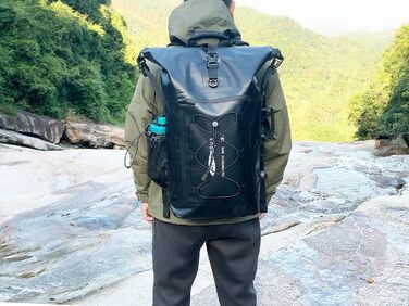Водонепроникний рюкзак 25L для жінок та чоловіків: Dry-Bag з рол-закриттям та плавучістю для каякінгу, рафтингу (Чорний)