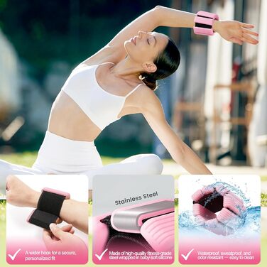 Набір вантажів для ніг та рук (2 шт., по 0,5 кг) - вантажні манжети для фітнесу, йоги, пілатесу, аеробіки, ходьби, плавання (рожевий)