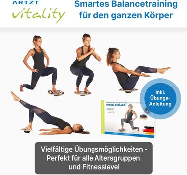 ARTZT vitality Wobblesmart балансборд для реабілітації, профілактики та тренувань, регульований рівень складності, 39 см
