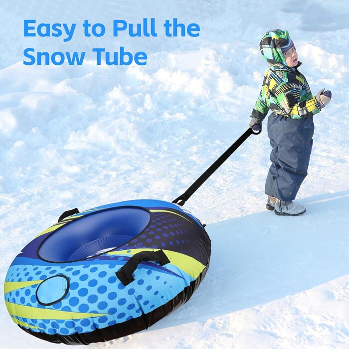 Надувний сніговий тюб зі стропом, 47-49-68 дюймів. Міцний чохол, зносостійкий та морозостійкий матеріал. Зимовий спорт для дітей та дорослих