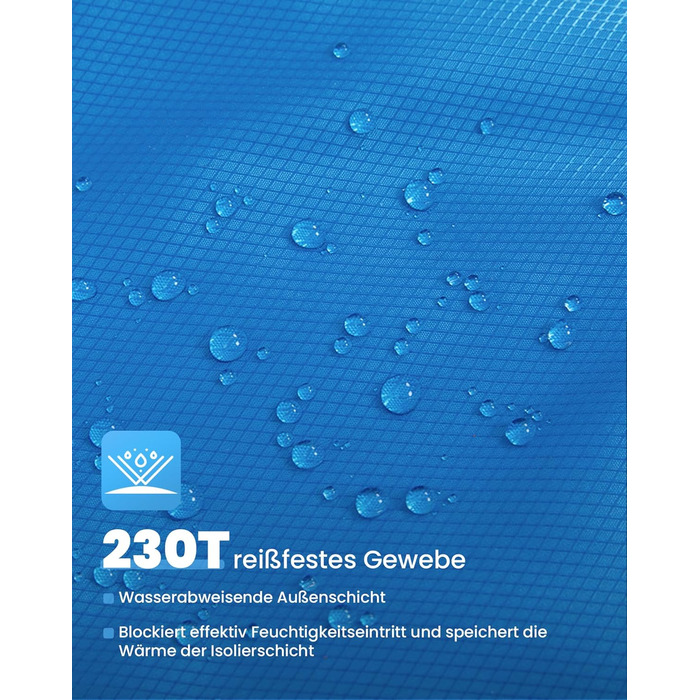 Спальний мішок KingCamp для 2 осіб з фланелі, зимовий, теплий, 3-4 сезони, з 2 подушками, для кемпінгу та відпочинку на природі (синьо-блакитний)